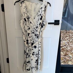 Halogen Black and White Floral Midi Dress